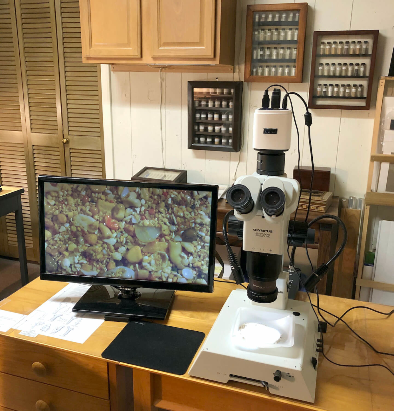 Stereomicroscope Set Up For Photos Of Magnified Sand