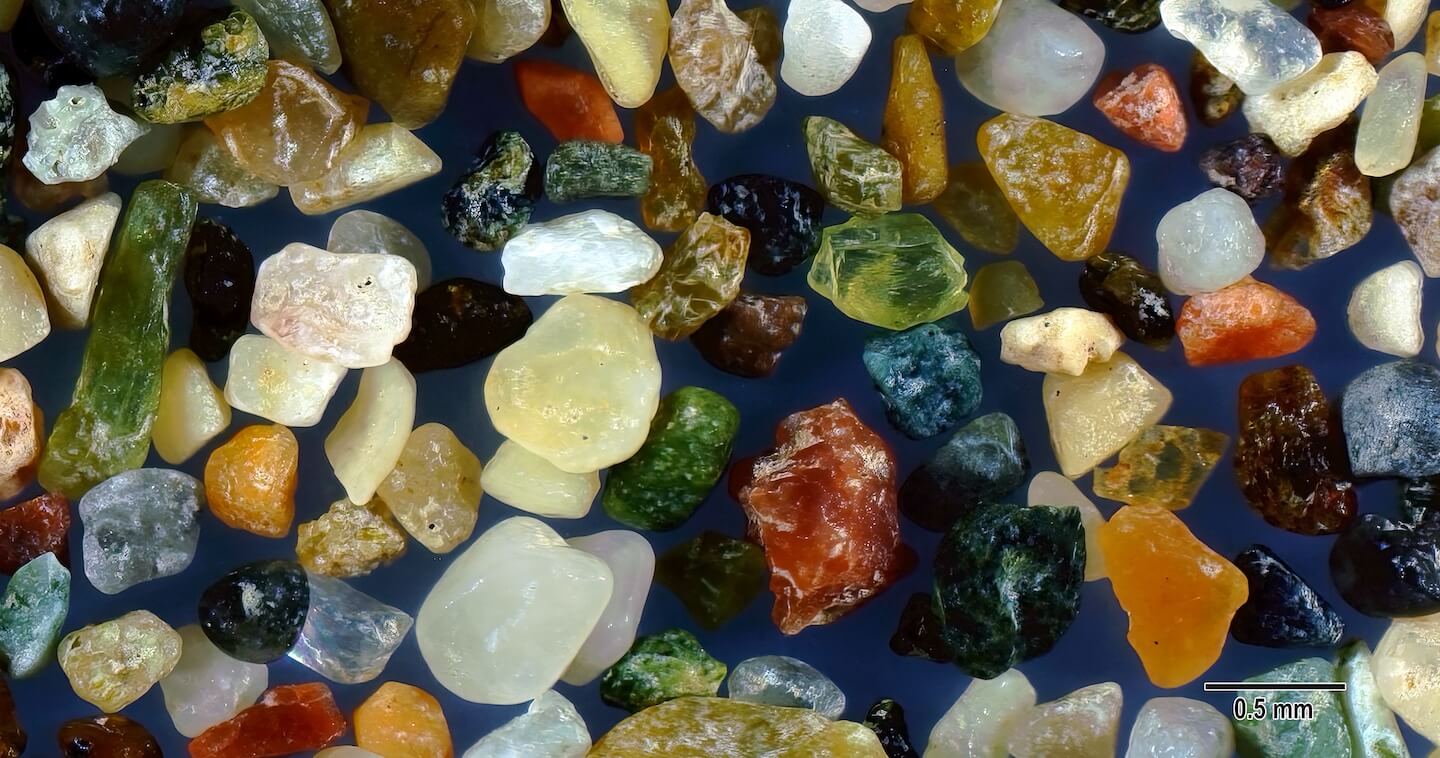 Kallithea Beach Isle Of Rhodes, Greece Sand Grains Magnified Under Microscope Slider Magnified Copy